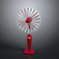 Transparent Blades Electric Fan With Red Base And Stand For Home Use