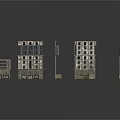 Vintage Architectural Building Models With Detailed Facades And Window Frames