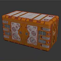 Orange Cargo Box With White Panels Circular Knobs And Grille Design 3d model