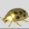 Detailed Shiny Golden Ladybug Figurine With Metallic Body And Black Spots