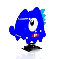 Blue Cartoon Monster Shaped Building Blocks With Big Eyes Red Mouth And Black Base