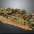 Realistic Miniature Scenic Model With Rocky Terrain Green Vegetation And Wooden Rail