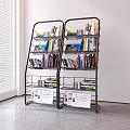 Modern Black Metal Bookcases With Multiple Shelves And Colorful Books In Bright Room