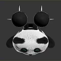 Cartoon Panda Character Featuring Green Eyes Black Ears Blue Emblem Harness And Orange Rocket Boosters