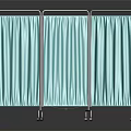 Turquoise Three Panel Room Divider with Metal Frame and Rolling Wheels Modern Design