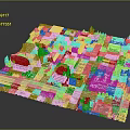 Detailed 3D Urban City Model With Buildings Streets And Green Spaces