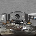 Modern Industrial Living And Dining Room With Concrete Ceiling Wooden Wall And Furniture