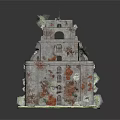 Historic Multi Tiered Ancient Architecture With Cross On Top And Green Plants