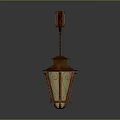 Decorative Rustic Wall Lantern Furniture With Red Metal Scroll Arm And Yellow Glass Shade