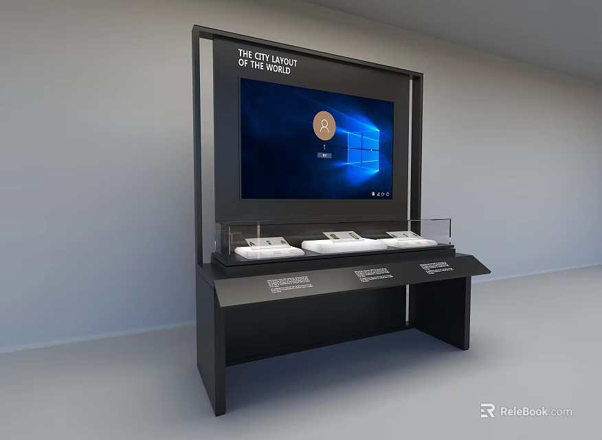 Institutional Solutions Display Kiosk With Large Screen And Product Samples 3d model 
