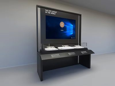 Institutional Solutions Display Kiosk With Large Screen And Product Samples 3d model