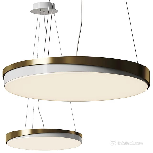 Modern Circular Pendant Light With Metallic Frame And White Illumination Ceiling Hanging 3d model