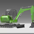 Green Compact Excavator With Tracks Cab Arm And Bucket For Construction Work 3d model