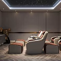 Modern Home Theater Interior Design With Starry Ceiling And Comfortable Seats Herringbone Floor