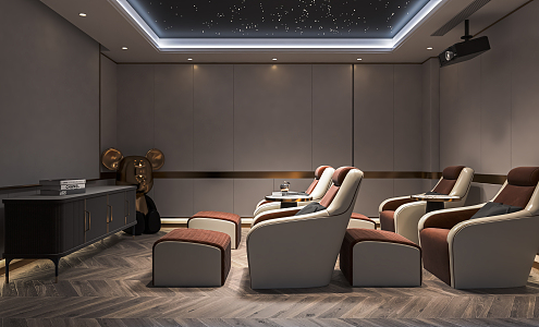 Modern Video Room Private Cinema Sofa Combination Decorative Cabinet Display Cabinet Projector Leisure Room 3d model