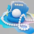 Elegant Pearl Jewelry With Underwater World Shell Display And White Pearl Necklace