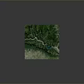 Scenic 3D Landscape Model Featuring Green Mountain Ranges Flowing River And Lush Vegetation