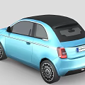 Blue Two Door Fiat Compact Car With Black Roof And Modern Design
