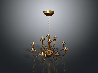 Elegant Golden Chandelier With Multiple Candle Holders And Classic Design 3d model