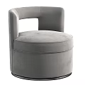 Blue Round Accent Chair With Velvet Upholstery And Comfortable Armrest Design