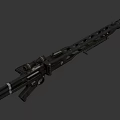 Tactical Black Rifle With Scope Barrel And Stock On Orange Background
