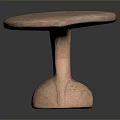 Handcrafted Wooden Table With Natural Grain Irregular Round Top And Solid Base 3d model