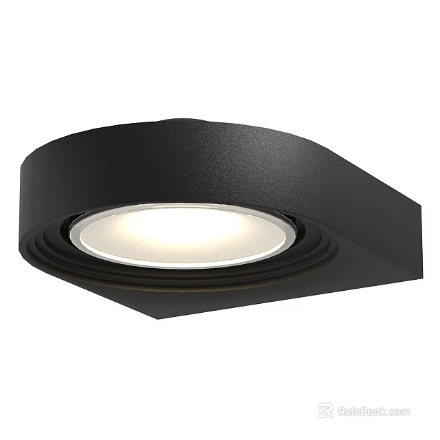 Stylish Modern Black Wall Light With Circular White Illumination And Minimalist Design 3d model 