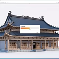 Ancient Chinese Traditional Architecture with Blue Roof Curved Eaves Wooden Brackets and Carvings