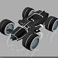 3D Rendered Futuristic Black Car With Streamlined Body And Large Glowing Wheels