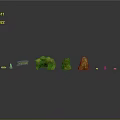 Wood and Stone Decorative Pieces with Yellow Green Tones Textured Surfaces on Black Surface