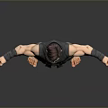 Male Character 3D Model With Sleeveless Top Brown Pants Barefoot And Outstretched Arms