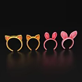 Cute Decorative Headbands For Daily Use With Golden Cat Ear And Pink Rabbit Ear Designs