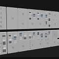 White Display Shelves with Various Designs Including Glass Doors and Storage Cabinets