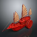 Red Decorative Model Featuring Sails And Wheels With Unique Craftsmanship Design