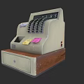 Vintage Cash Register With Wooden Drawer And Colorful Notes Classic Design