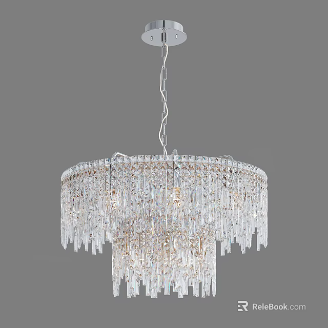 Elegant Multi layer Crystal Chandelier With Long Sparkling Pendants For Interior Decoration 3d model