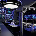 Elegant Modern KTV Interior Design With Multiple Screens Ceiling Lights And Comfortable Booths 3d model