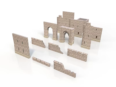 Ancient Architectural Ruins With Stone Walls Arches And Fragmented Structures 3d model