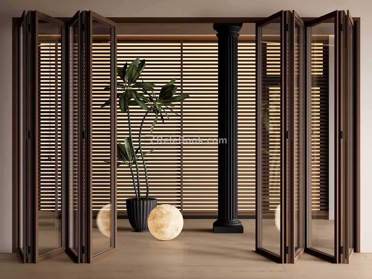 Modern folding door glass sliding door sliding door shutter 3d model