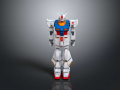 Gundam Robot Game And Movie Character With White Blue Red Armor And Mechanical Design 3d model