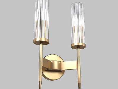 Modern Gold Wall Sconce With Double Glass Shades And Sleek Metal Bracket Design 3d model