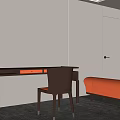 Modern desk and chair computer desk and chair desk and chair combination 3d model