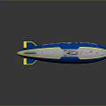 Goodyear Blimp Model Featuring Blue White Yellow Accents Antennas and American Flag