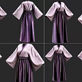 Elegant Purple Traditional Hanfu Long Dress With Long Sleeves And Different Angles