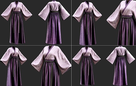 Women's Hanfu combination Chinese traditional clothing and apparel Hanfu kimono combination Han Dynasty clothing and apparel combination 1 3d model