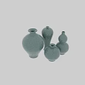 Celadon Ceramic Vessels with Crackle Glaze in Various Decorative Shapes for Home Decor