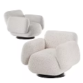Cozy Fluffy Light Gray Single Sofa With Swivel Base And Armrests