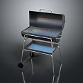 Portable Metal Outdoor Grill With Lid Shelf And Rolling Wheels For Cooking