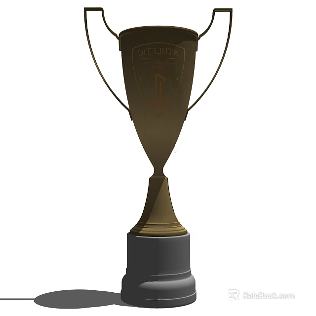 Golden Trophy With Handles And Black Base For Championship First Place Award 3d model 
