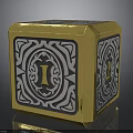 Ornate Golden Cube Featuring Intricate Silver Patterns And Letters I X